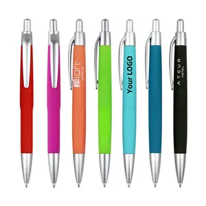 Custom Logo Multi-function Ball Pens Touch Screen Bracket Colorful Soft Rubber Plastic Ballpoint Pen