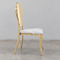 Chaise à dossier festonné en acier inoxydable doré avec pieds courbés pour mariage, banquet, hôtel (vente en gros)