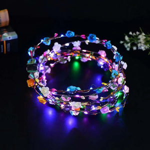 Party Crown Flower Headband LED <strong>Light</strong> <strong>up</strong> Hair Wreath Hairband <strong>Garlands</strong> Women Birthday Party Wedding Supplies Glowing Wreath - Product Image 6