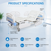 Lit médical manuel 3 fonctions, extrémités renforcées en acier ABS, levage silencieux et fluide par manivelle pour chambre de patient en établissement