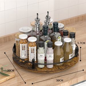<span class=keywords><strong>Portaspezie</strong></span> <span class=keywords><strong>girevole</strong></span> in <span class=keywords><strong>legno</strong></span>-organizzatore da cucina <span class=keywords><strong>girevole</strong></span> a 360 ° per piano di lavoro, contenitore per bottiglie di sale e pepe al sale - Product Image 3