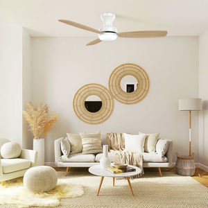 Ventilador de techo inteligente de madera de montaje empotrado de 44 pulgadas con luz y control remoto - Product Image 3