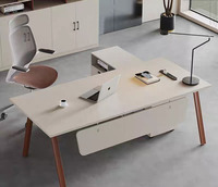 Nuova Scrivania da Ufficio a L in MDF, Scrivania Modulare in Legno per Manager, Postazione di Lavoro per Ufficio Domestico
