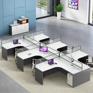 Ekintop Office <b>Desk</b> 4 Person With Partitions Freely Combinable For Office <b>Workstation</b> - Product Image 2