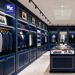 Espositori per Negozi di Abbigliamento Maschile, Vetrine Moderne con LED per Completi, Arredamento per Negozi di Abbigliamento Uomo, Design d'Interni per Negozi di Abiti - Product Image 2