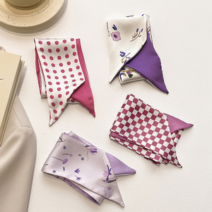 Nuevo Pañuelo Decorativo Floral Morado de Moda, Pañuelo Largo y Estrecho con Estampado a Cuadros, Pañuelo Multiusos con Puntos <span class=keywords><strong>Fucsia</strong></span> para el Cabello para Niña - Product Image 2