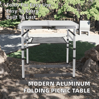 Table de pique-nique pliante carrée en aluminium, design moderne, légère et portable, pour le camping, les voyages et l'entraînement