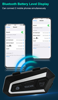 Casque Bluetooth simple T12 pour casque de moto, Bluetooth 5.4, étanche IP67, 30 heures d'autonomie, commande vocale intelligente FM