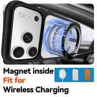 Coque de téléphone magnétique en acrylique transparente antichoc avec grande ouverture pour appareil photo, compatible avec les modèles 16 et 17 Pro Max