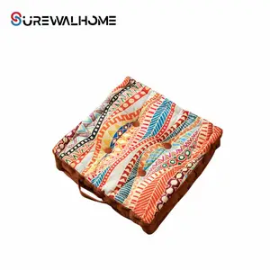 SUREWALHOME Bohemian Style Cushion Turkish Moroccan Vintage Pad Traditional Style Seat Cushion Chair Cushion with Handle