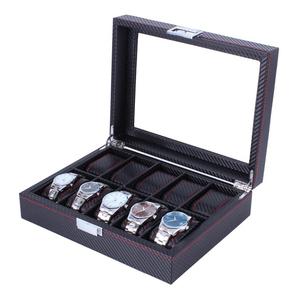 Boîte <span class=keywords><strong>de</strong></span> <span class=keywords><strong>rangement</strong></span> <span class=keywords><strong>de</strong></span> <span class=keywords><strong>montre</strong></span> en fibre <span class=keywords><strong>de</strong></span> carbone, boîtier à 10 fentes, présentoir <span class=keywords><strong>de</strong></span> bijoux <span class=keywords><strong>pour</strong></span> hommes et femmes, boîtier <span class=keywords><strong>de</strong></span> <span class=keywords><strong>rangement</strong></span> à 2 niveaux avec verre - Product Image 5