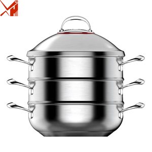 Pentola a Vapore Multistrato in Acciaio Inox 304 con Coperchio in Vetro Temperato - Compatibile con Induzione e Gas, Vaporiera in Metallo Impilabile - Product Image 2