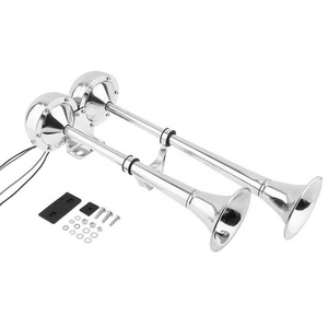 Fort 115dB puissant simple/Double trompette en acier inoxydable <span class=keywords><strong>klaxon</strong></span> d'air de Train électrique marin pour bateaux ou RV ou camions Chrome 12/24V - Product Image 4