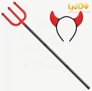 Halloween Cosplay fiesta Trident Fork props Horror Red Devil Horn diadema y Pitchfork Trident Demon Set - Product Image 2