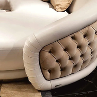 Canapé en cuir PU moderne de luxe de style italien à boutons capitonnés, 7 à 10 places, en forme de U, avec structure en bois massif, pour salon