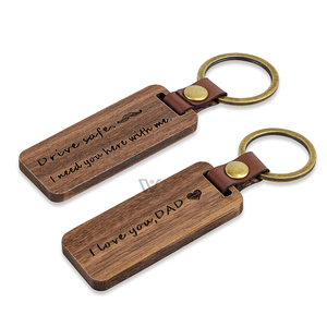 LLavero de madera con forma rectangular para el Día <span class=keywords><strong>del</strong></span> Padre, llavero de Metal para regalo - Product Image 1