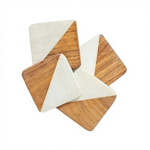 Set Of 4 Wood And Marble <b>Coasters</b> Greatest Quality Customized Size <b>Glass</b> Mug <b>Coasters</b> From Manufacturer In India - Product Image 1