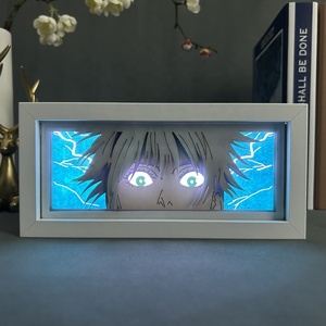 Lampe de chevet LED JoJo Adventure <span class=keywords><strong>One</strong></span> <span class=keywords><strong>Piece</strong></span> <span class=keywords><strong>Luffy</strong></span>, <span class=keywords><strong>cadre</strong></span> en bois découpé au laser, boîte à lumière animée pour décoration de chambre - Product Image 3