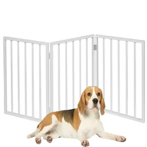 Wholesale Good Quality 3 Panels Dog Safety Folding Bamboo Wooden Pet Gate Portable Indoor Barrier