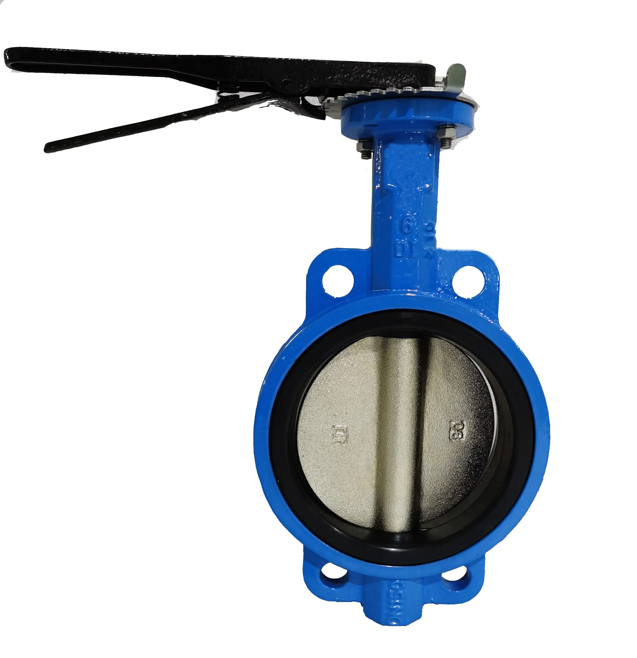 Offer 6 inch MSS-SP-67 Ductile Iron Wafer Pattern Butterfly Valve with Nickel Plated DI Pinless Disc