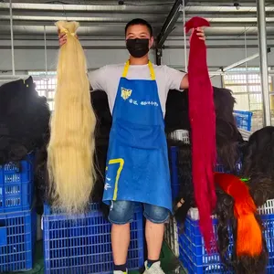 Mechones humain en Gros-Cabello humano virgen indio, trenzado a granel, afro rizado, Rubio ruso, productos para el cuidado del cabello