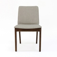 Chaise de salle à manger moderne sans accoudoirs en bois massif, chaise de salle à manger carrée rembourrée en tissu avec structure en bois teinté pour salle à manger