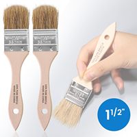 Lot de 4 pinceaux plats pour la maison, poils naturels, manche en bois, 0,5 pouce, 1 pouce, 1,5 pouce, 2 pouces
