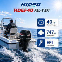 Moteur hors-bord Hidea HDEF40 FEL-T EFI 40 CV 4 temps EFI avec télécommande et arbre long pour bateaux de travail et de sauvetage