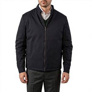 Men's Stand Collar Bomber <b>Jacket</b> Zipper Front Solid Color Windproof Lightweight Thin Woven Autumn Outerwear <b>Smart</b> <b>Casual</b> Style - Product Image 2