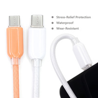 Nouveau câble USB C vers USB C transparent en cristal de glace tressé, PD 65W, câble de charge rapide et de transfert de données pour iPhone 15 16 Pro Max, téléphones de type C