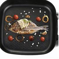 Casserole électrique multifonctionnelle avec revêtement en alliage d'aluminium, pour grillades et fritures