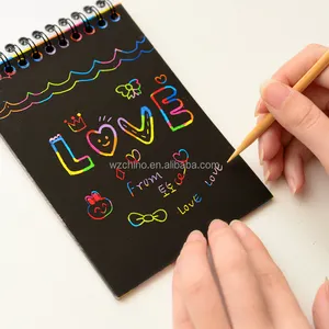 DIY Educational Craft Toys And Rainbow Scratch Art Paper With Stencils