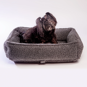 Cama de perro Sherpa de diseñador de lujo personalizada, cubierta de Sherpa vegana extraíble, tumbona ortopédica para perro - Product Image 6