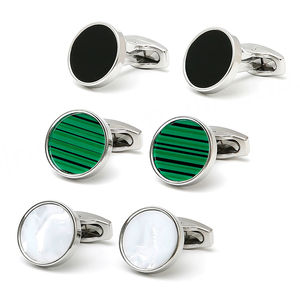 Mancuernillas de Lujo Lisas, Nuevas, Minimalistas, Elegantes, Clásicas, Redondas, Plateadas, para Camisas Formales de Hombre - Product Image 1