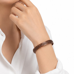 Magnetic Retro <b>Copper</b> Color Cuff <b>Bracelet</b> Zinc Alloy Unisex Fashion Jewelry Open Design - Product Image 3