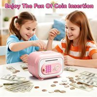 EPT Coffre-fort de grande capacité avec fonction clignotante pour dépôts et retraites, 13-18M, en forme de valise pour enfants, avec mot de passe par empreinte digitale, tirelire