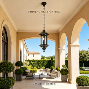 Lampe suspendue vintage en <span class=keywords><strong>fer</strong></span> forgé, aluminium et verre, étanche IP65, pour gazebo, véranda, restaurant, porche, plafond, jardin - Product Image 2