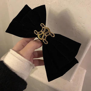 Personnalisé CELI Bijoux Style Vintage Noir Grand Arc De Cheveux Velours Clip Ruban Coréen Épingles À Cheveux Barrette Accessoires De Cheveux - Product Image 1