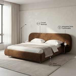 <span class=keywords><strong>Lit</strong></span> double moderne <span class=keywords><strong>de</strong></span> luxe français, grand format, en sherpa blanc, pour chambre principale, appartement modulaire, hôtel, <span class=keywords><strong>lit</strong></span> moelleux - Product Image 1