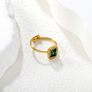 แหวนแฟชั่น แหวนเปิดรูปทรงเรขาคณิตสำหรับผู้หญิง ชุบทอง 18k ประดับเพชรแบบ Pave Setting เครื่องประดับสำหรับงานปาร์ตี้ - Product Image 2