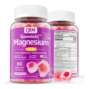 Magnezyum Gummies kasları destekler kemikler ruh hali ve enerji potasyum Vitamin B6 D ashashandha özü takviyesi magnezyum sakızlı