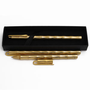 Stylo tactique en métal cuivre et laiton de bonne qualité avec encre gel et clip doré - Product Image 3
