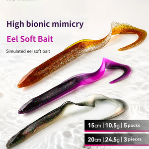 Señuelo Blando de Silicona OEM de 15cm y 20cm, Tipo Anguila, Gusano Artificial, Swimbait, Cebo de Plástico para Pesca de Lubina, Lucio y Pez Pequeño, para Jigging y Equipo de Pesca - Product Image 1