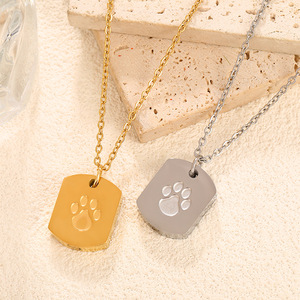 Collar de Acero Inoxidable al por Mayor B079, Collar con Diseño de Huella de Perro, Regalo Conmemorativo para Amantes de Mascotas - Product Image 1