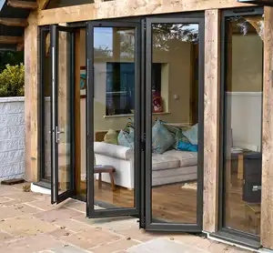 ZEYI nouveau Design portes pliantes portes en verre pliantes sans cadre porte pliante ouverte à deux voies