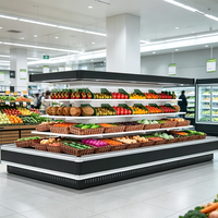 Vitrine Réfrigérée Ouverte Multicouche pour Fruits et Légumes de Supermarché, Type Îlot Carré, avec Rideau d'Air et Refroidissement par Air