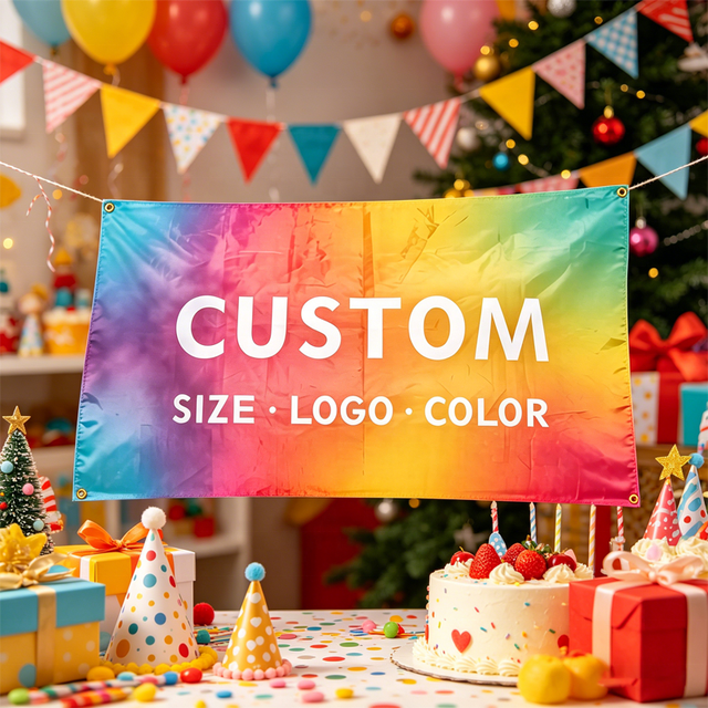 Personalized Customized Eco Friendly Bright Color Birthday Party Backdrop Decoration Set Digital Print Background Cloth