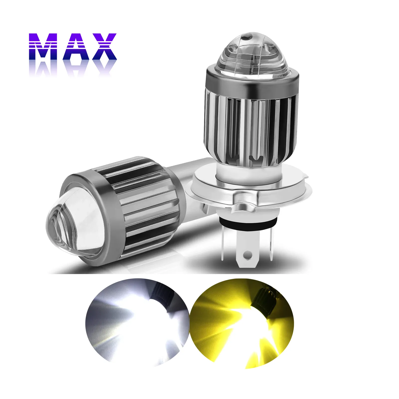 Moto Motorcycle Headlight Bulb H6 BA20D LED H4 Led Lamp CSP Fisheye Lens Spotlight Dual Color White Yellow 6000K Fog Light