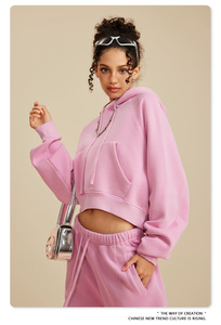 Sudadera con Capucha Oversize, Color Sólido, Logotipo Estampado en la Parte Delantera, Unisex, Casual, Otoñal, Material French Terry - Product Image 3