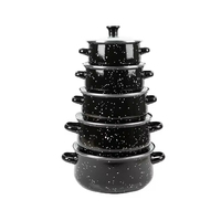 Ensemble de 5 ustensiles de cuisine en fonte émaillée avec revêtement en acier inoxydable pour cuisinières à gaz et à induction